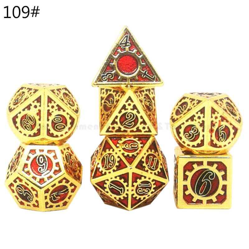 Jeu de dés en métal jeu de dés polyèdre en métal jeux de rôle RPG mdn jeu de société D4 D6 D8 D10 D12 D20 pour D & D: Type 109