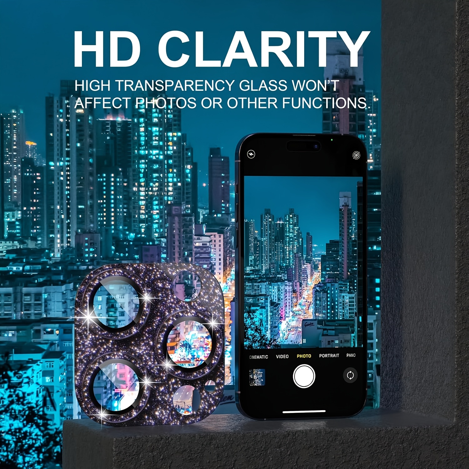 1 szt. Brokatowo-fioletowa osłona obiektywu aparatu robić iPhone 16/15/14/plus/zawodowiec/zawodowiec Max, szkło hartowane o twardości 9H, zarysowania,