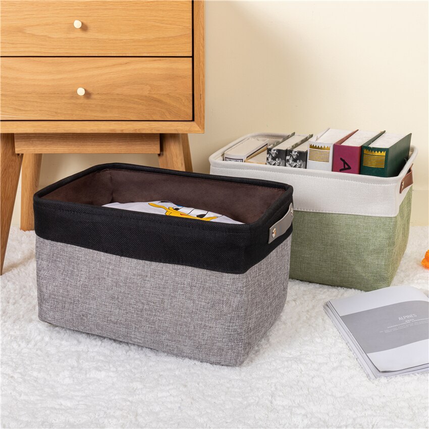 Grote Stof Opslag Mand Speelgoed Dozen Decoratieve Manden Met Lederen Handvat Inklapbare Manden Voor Organizing Opslag Mand