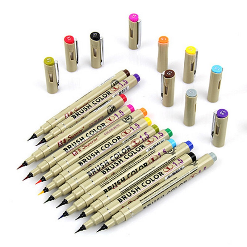 8 pcs/Lot Marvy Fineliner Art Marker Ink Drawing Brush Sketch Liner Pigment Gel Pen Set Anime Tools Stationery School Supply