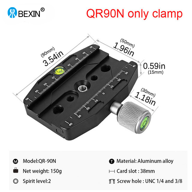 BEXIN-abrazadera para cámara serie, Base adaptadora de montaje con cabezal de bola para trípode, abrazadera de placa de Clip de liberación rápida para cabezal de bola de cámara Arca Swiss Dslr: Negro