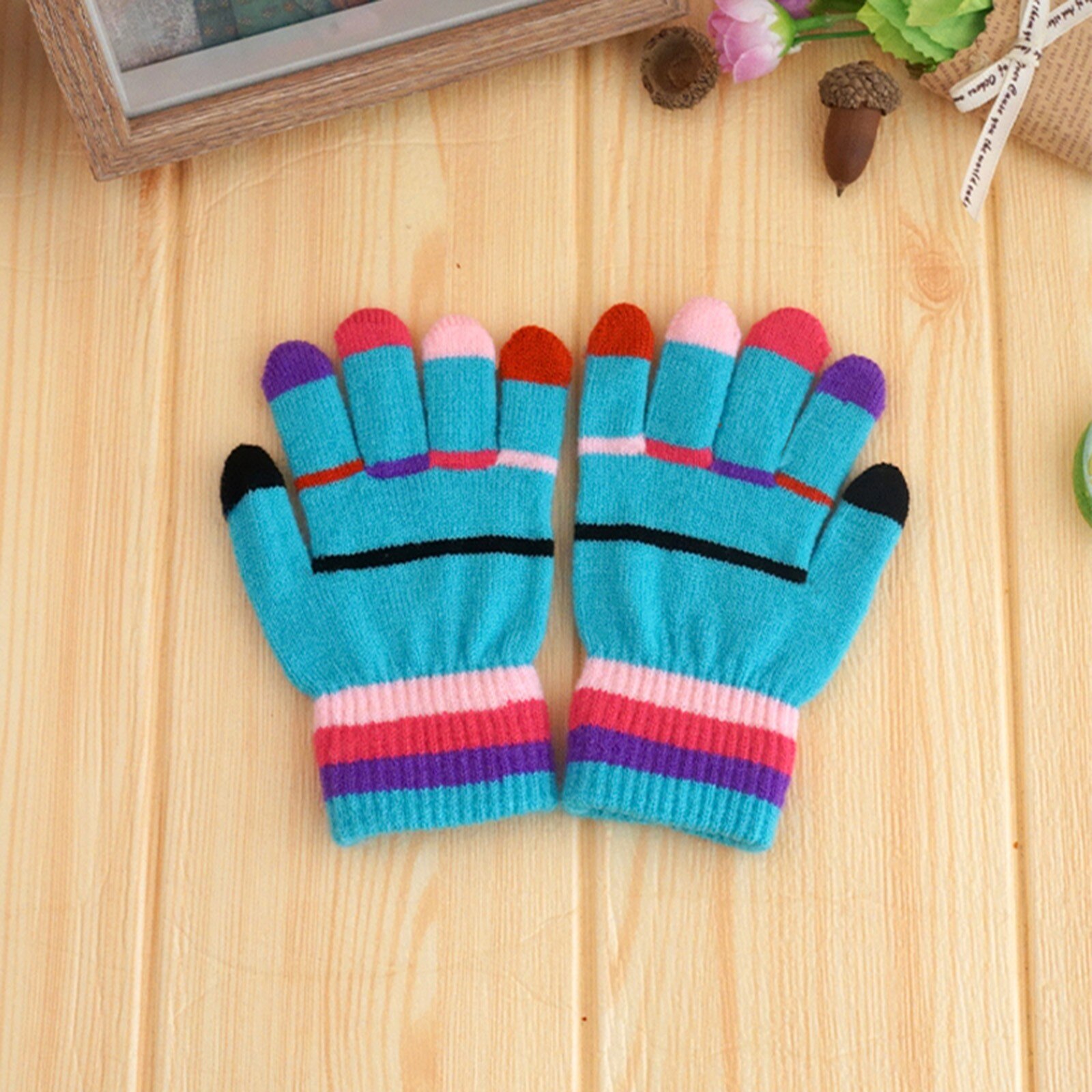 Spleißen Farbe Kaschmir Gestrickte Handschuhe freundlicher freundlicher Winter Warme Hand Handschuhe Touchscreen Volle Finger Handschuhe Guantes Invierno