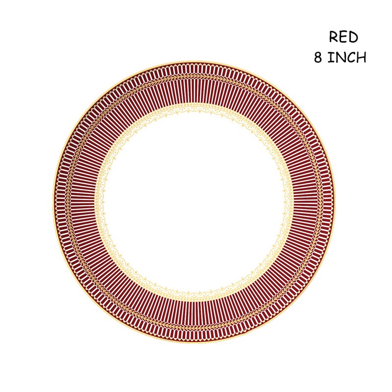 Assiette à Steak élégante en porcelaine, en os bleu, en céramique, plat à dîner, tasse à café, soucoupe, vaisselle familiale, décoration de la maison: 8 Inch Plate Red