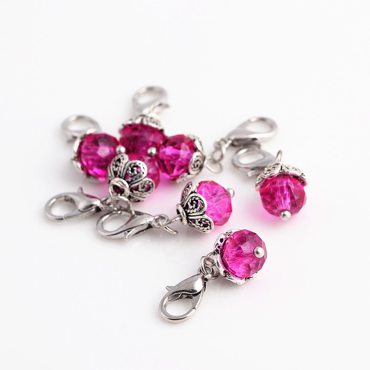 20Pcs/lot Crystal Birthday Stones Charms Birthstone Floating Locket Charms With Lobster Clasp For Glass Memory Locket