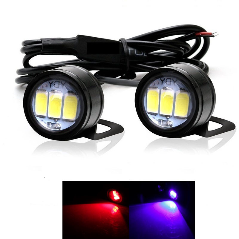 2 pièces moto oeil d'aigle lumière 12V diurne oeil lumière LED inverse sauvegarde stroboscopique Flash aigle lampe: Black / Rouge