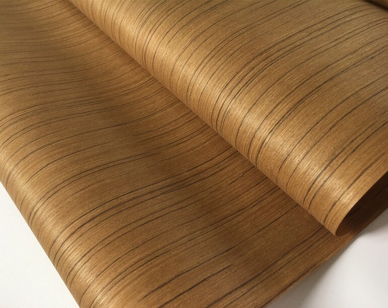 Technical Thai Teak Wood Engineering Veneer E.V. Straight Grain Striped Q/C 50cm x 250cm