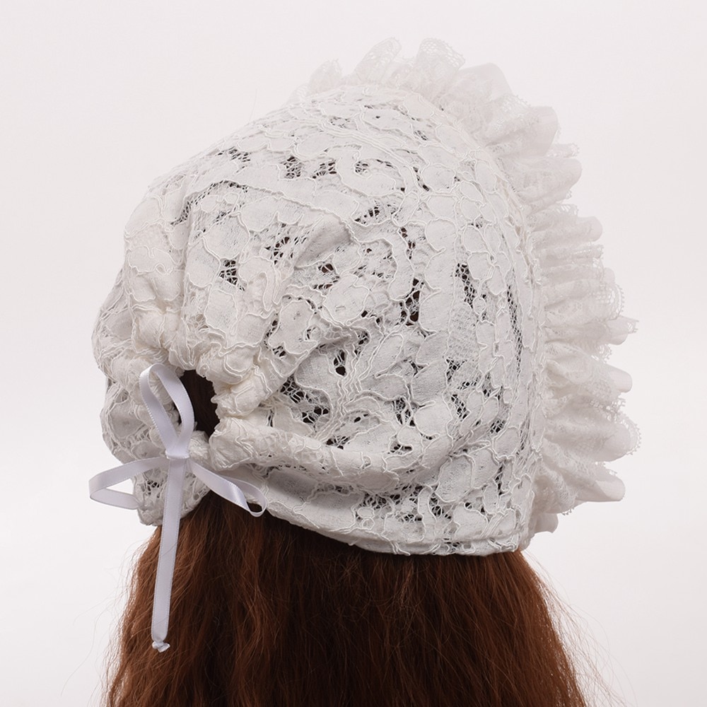 Bonnet en dentelle Vintage victorien, chapeau Lolita pour femmes et filles, coiffe Cosplay blanche et noire