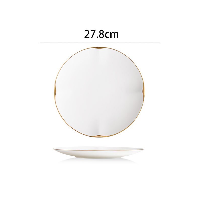 Northern Europe Ceramic Plate Hotel Desktop Golden Stroke Spaghetti Plates Home Western Steak Dish Modern Kitchen Tableware: A-large