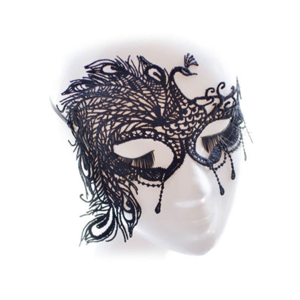 Pauw Victoriaanse Venetiaanse Zwart Kant Elegante Oogmasker Kostuum