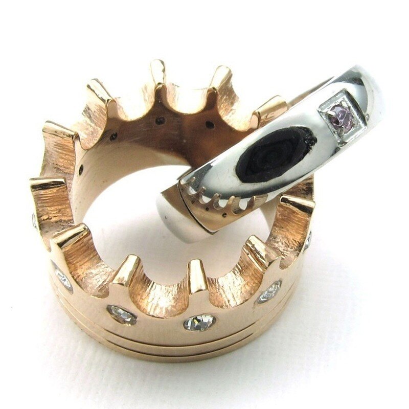 Kreative hoch Metall Krone Paar Ring Anhänger Halskette Romantische Liebe einstellen Schmuck