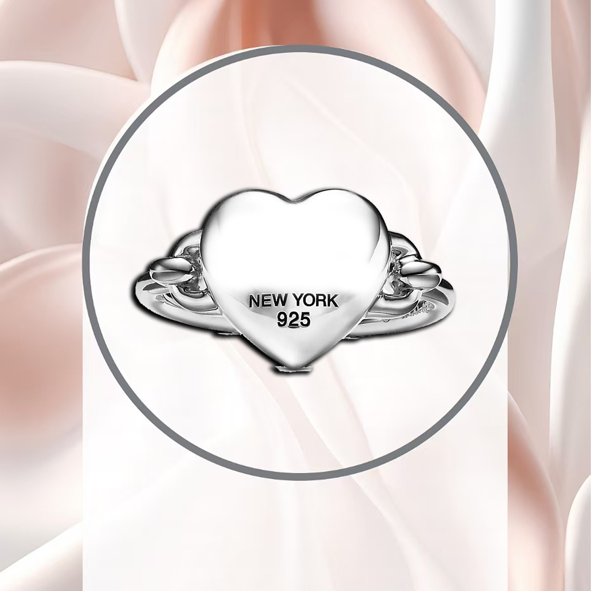 Joyería de lujo, anillo de plata pura con temperamento minimalista en forma de corazón, anillo de mujer S925 para regalar a esposa y novia: Negro / 9