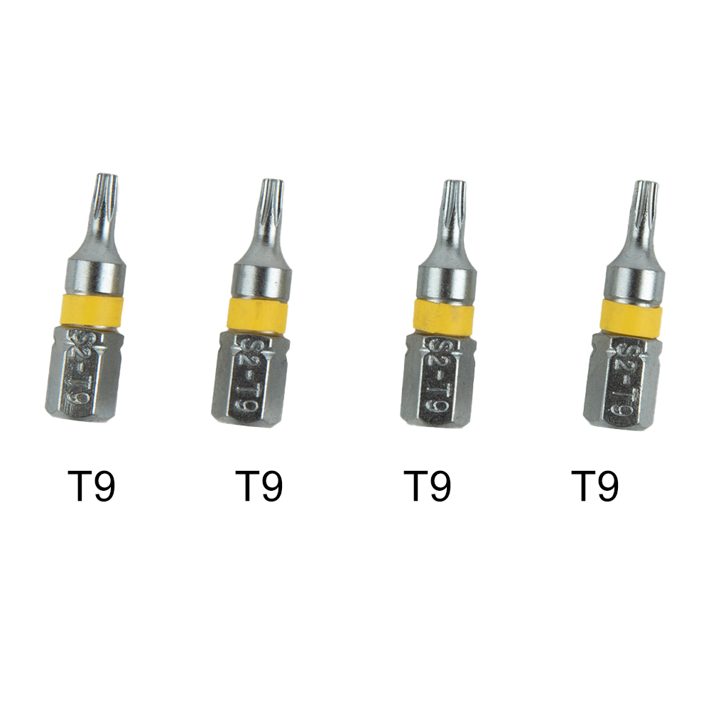 4 Stuks 25 Mm Magnetische Torx Schroevendraaier Bits Set Elektrische Schroevendraaier Hoofd T6/T8/T9/T10/T15/T20/T25/T27/T30/T35/T40 Schroevendraaier Bit: Goud