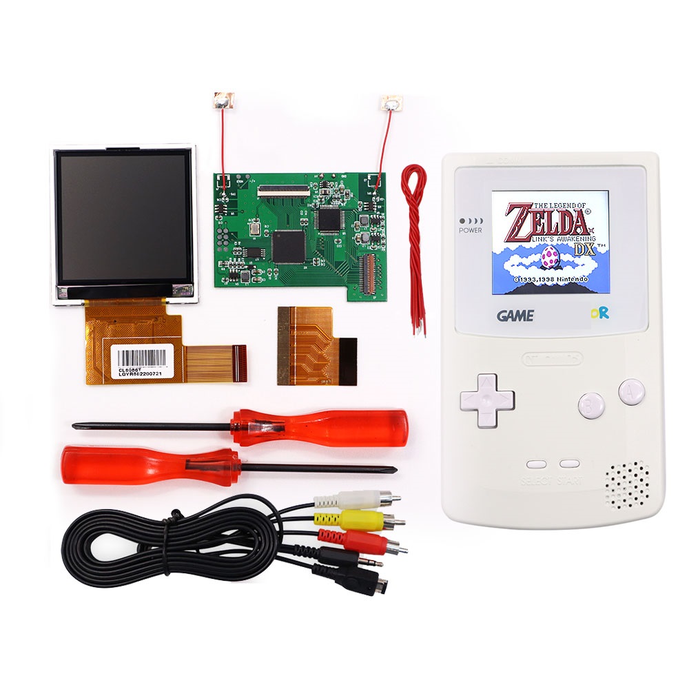 TV Version 2.2 inches GBC LCD High Brightness LCD Screen TV Out for Gameboy COLOR GBC - No Need Shell Cutting: LCD and White