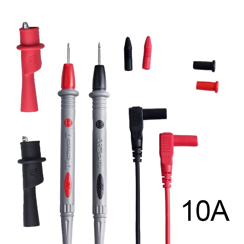 10A 20A Digital Multimeter probe Soft silicone wire Needle tip Universal test leads with Alligator clip a pair: 3011B