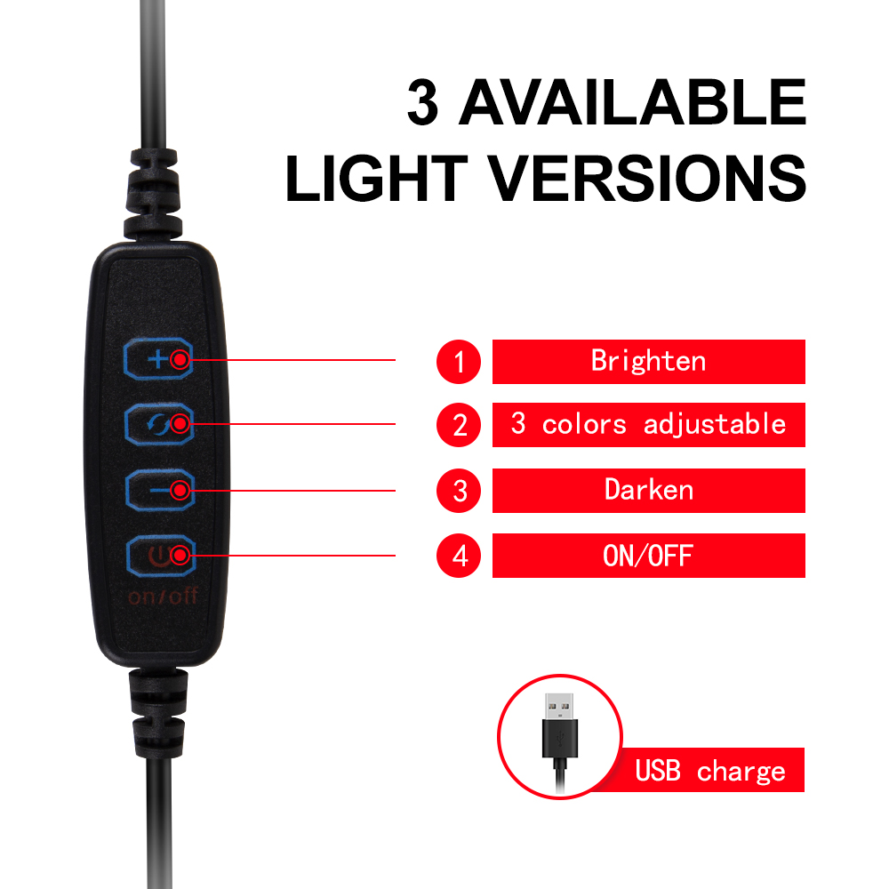 Yizhestudio 6" LED Selfie Ring Light with mirror for selfie brightness settings makeup ring light for live video Cosmetics