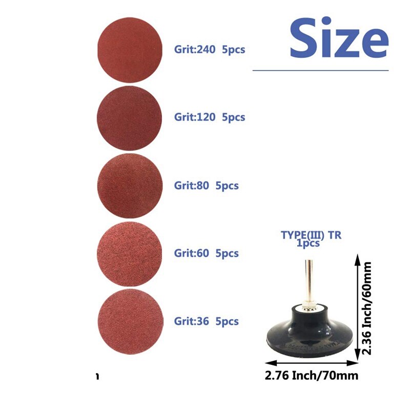 25Pcs 3 Inch Roloc Quick Change Discs Set Sanding Discs with 1/4 inch Holder Surface Conditioning Discs Rust Paint