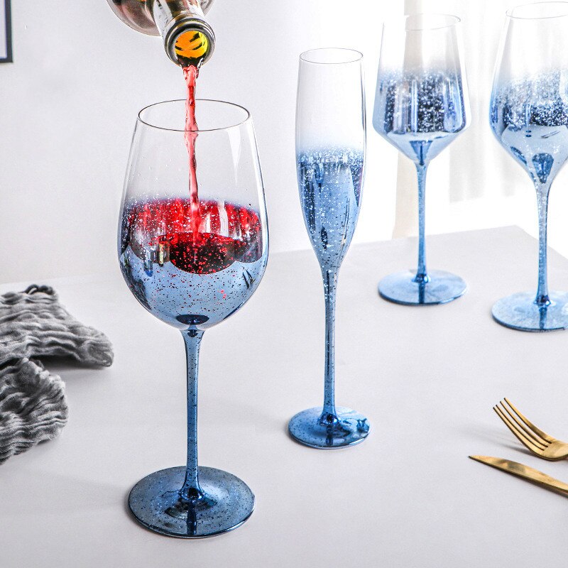 Verre à vin étoilé bleu de 159 à 540ml, verre en cristal sans plomb, tasse à vin rouge, jus de Champagne, de