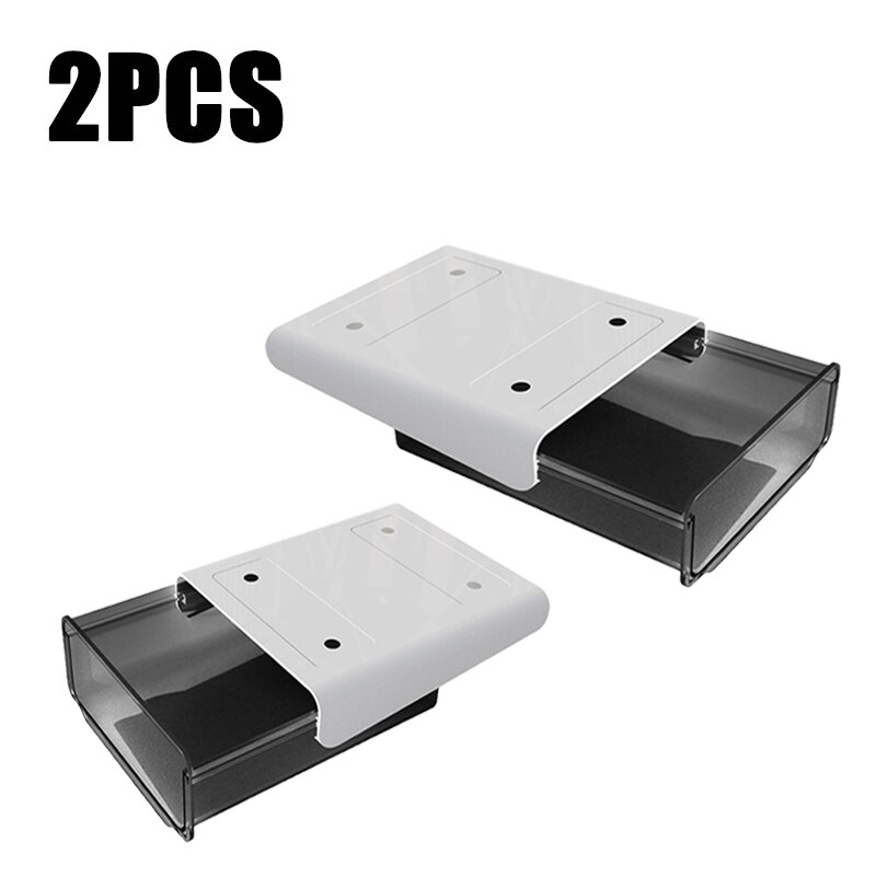 Hidden Desk Table Under Paste Desk Organizer Memo Pen Stationery Storage Box Case Desk Drawer Divider Stationery Sticky Decor: 2 BLACK