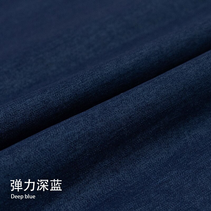 100*145cm elastisk polyester bomuld vask denim stof jeans skjorte tøj taske stof stræk denim stof kjole håndlavet: Elastik - mørkeblå / 50 cm x 145cm