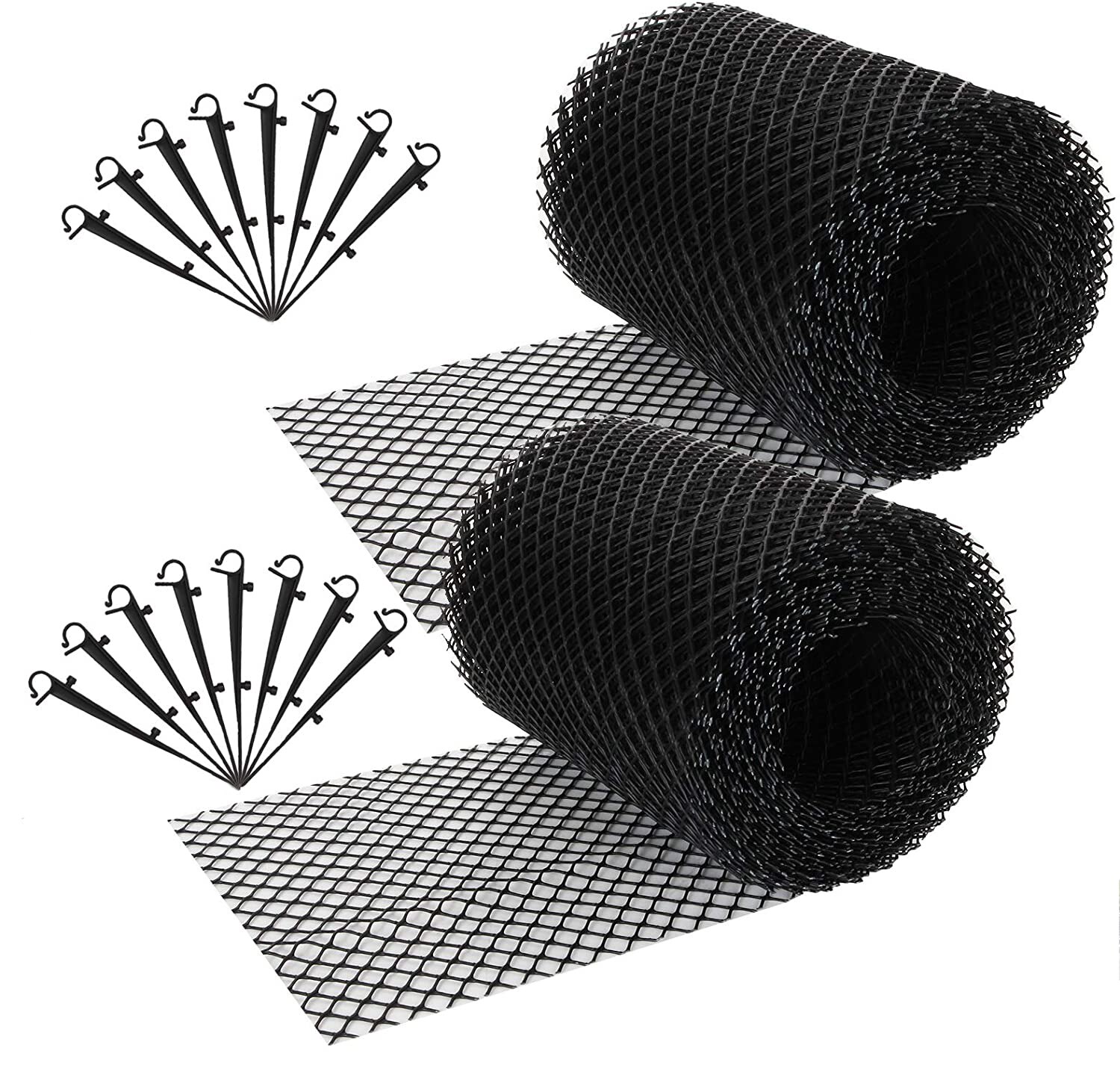 Malla Protectora de canalones, cubierta de canalones de plástico negro, 20 pies X 6 pulgadas, fácil de instalar: 2pcs