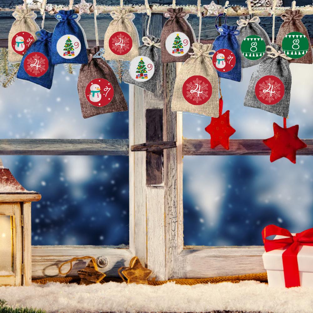 24 Days Christmas Advent Calendar Bags Candy Sacks DIY Set