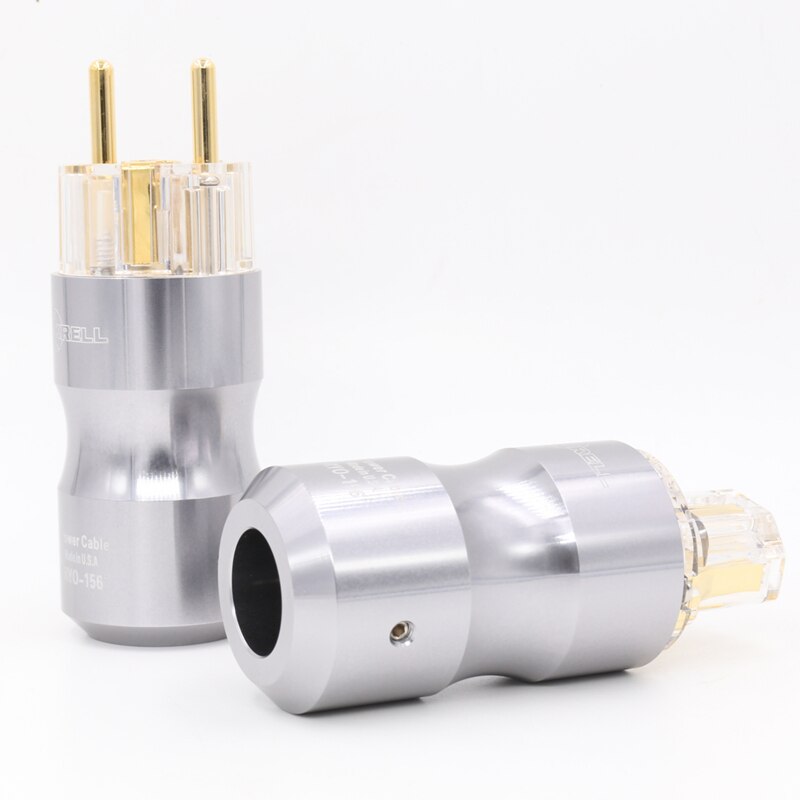Krell-conector de alimentación schuko chapado en oro de 24k, Conector de Audio IEC transparente/negro, Europeo, UE