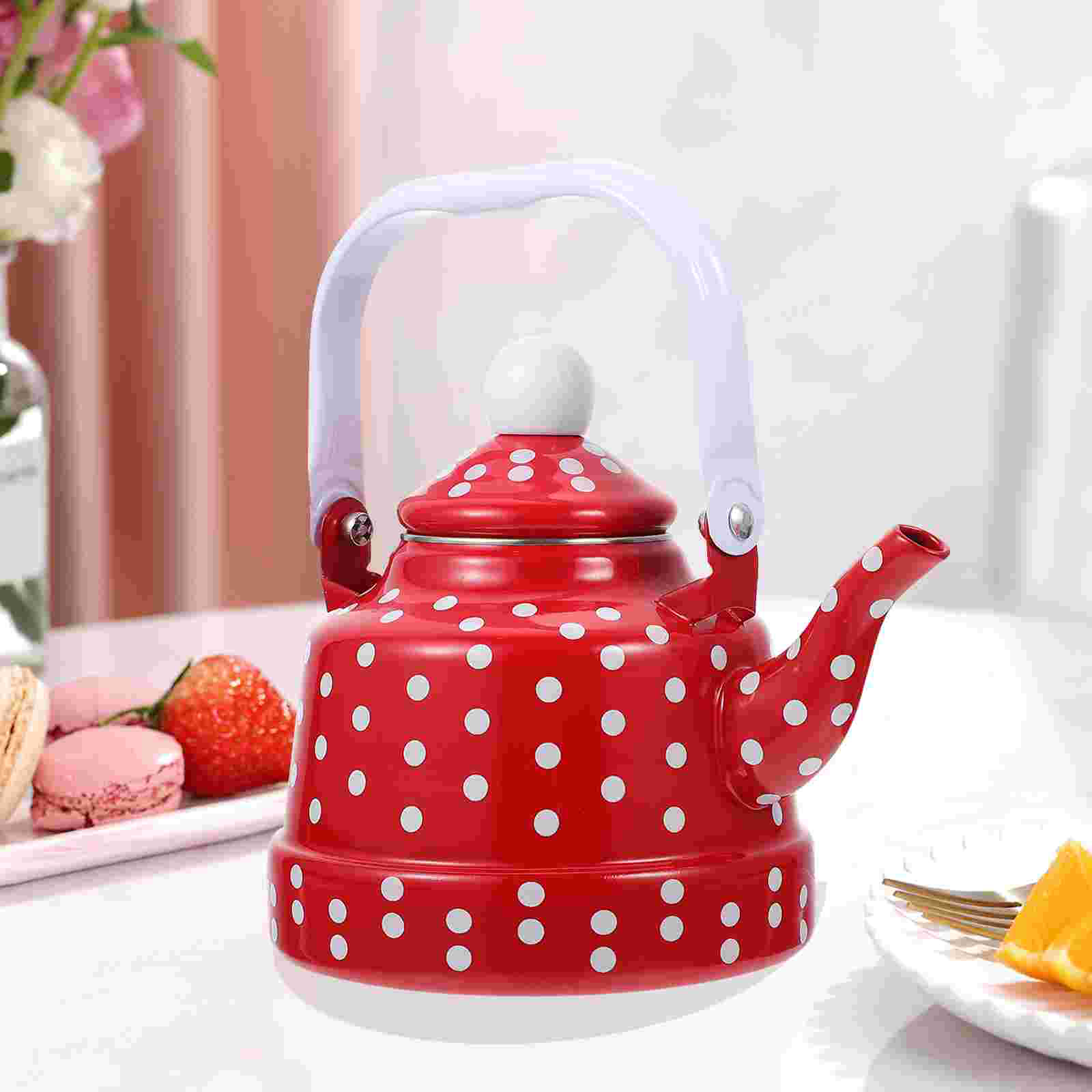 Bouilloire à eau bouillante pour maison de thé, motif de points d&#39;émail, bouilloire à eau bouillante, bouilloire domestique