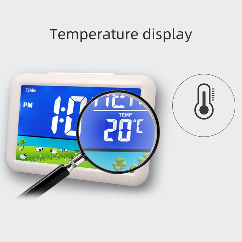 Controllo vocale LED Digital Alarm Clock di Ricarica USB LCD Display Scrivania Termometro Calendario Allarme Orologio Luce di Notte Complementi Arredo Casa
