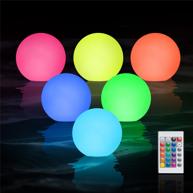 1/6PC galleggiante giardino sfera luce luci per piscina 16 colori lampada da giardino impermeabile giocattolo per piscina all'aperto festa nozze sbarra arredamento