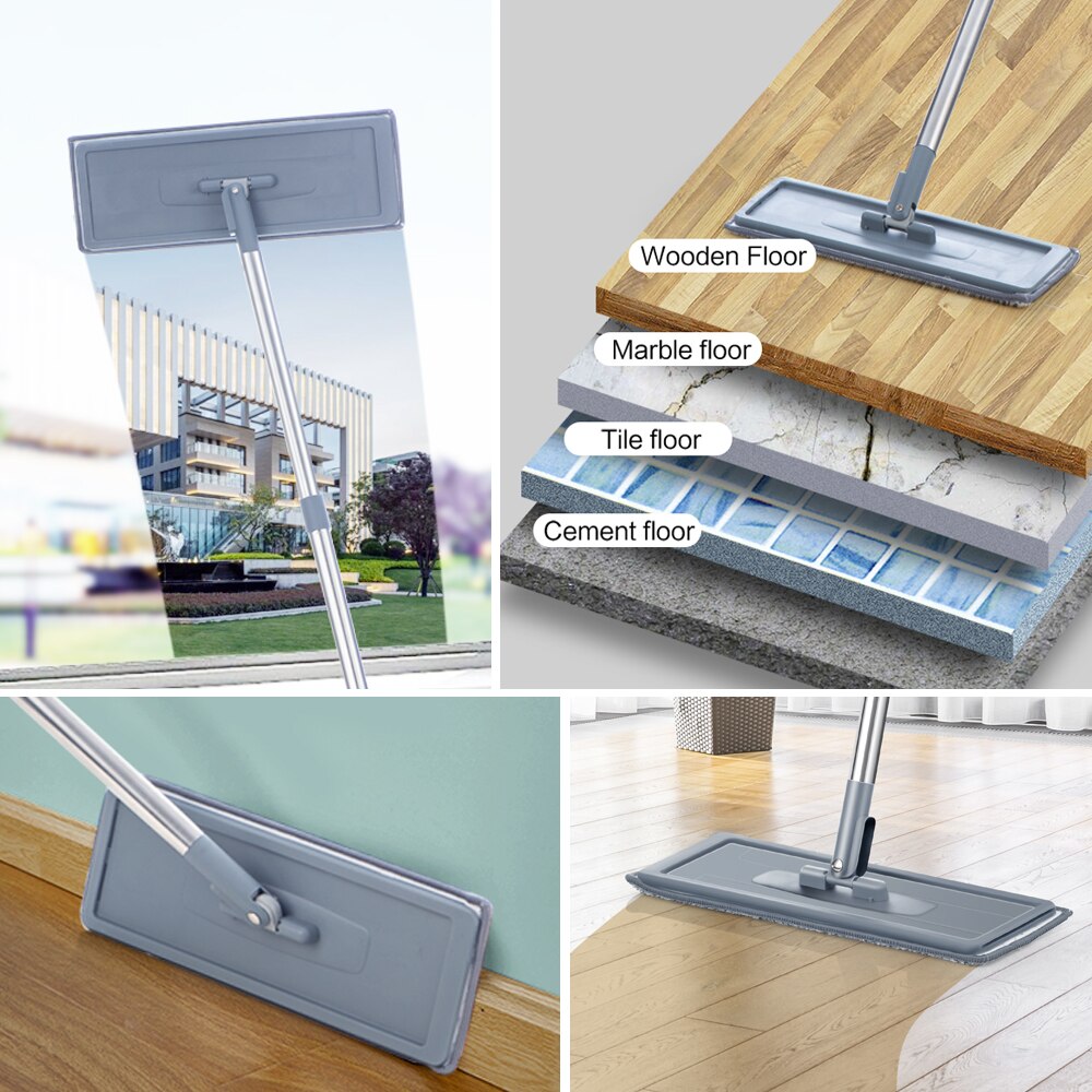 Fregona giratoria con cubo para limpiar azulejos del suelo, escoba fácil de escurrir, con exprimidor,fregona mopa fácil de escurrir con cubo