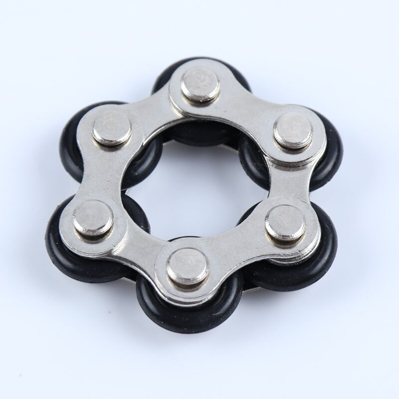 Six Roller Chain Novelty Bike Chain Fidget Toys for Pressure Relief Autism ADHD ADD Anxiety in Classroom Office School Portable: black