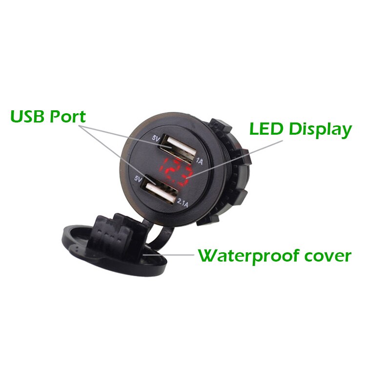 DC 12-24V 3.1A Dual USB Port Car Charger Cigarette Lighter Socket Power Adapter with LED Digital Voltmeter Meter Monitor