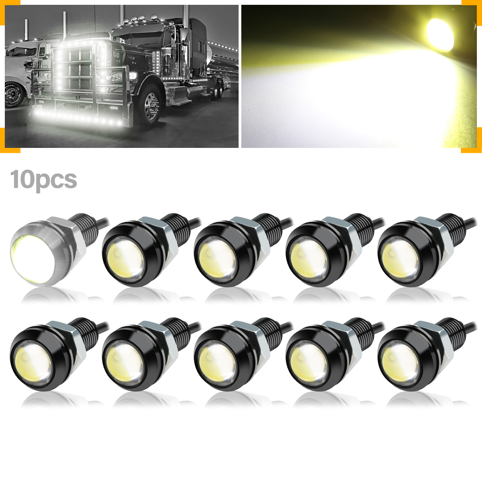 20/10 stk. 0.7in/18mm- delt eagle eye-kjørelys med led-kjørelys, 12v led-parkeringslys til bil, ryggelys: Grønn / 4300k