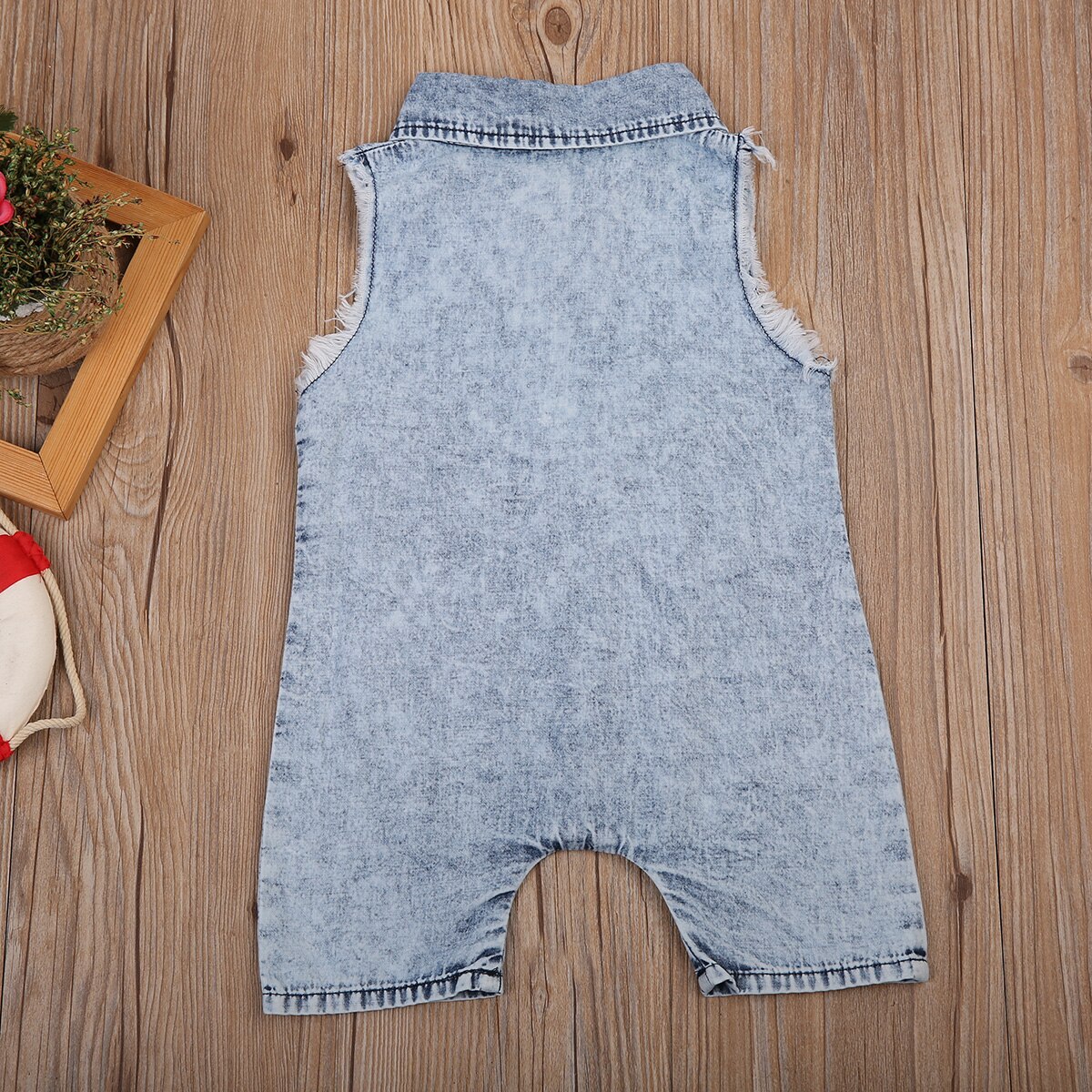 Zomer Baby Jongens Denim Romper Mouwloze Peuter Jumpsuit Turn-Down Kraag Outfit Baby Boy Kleding