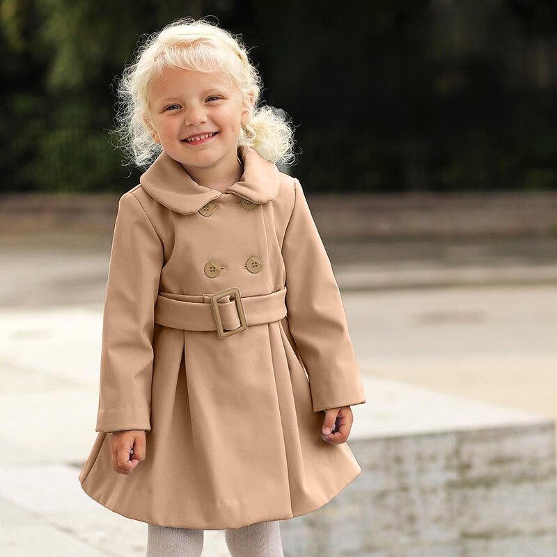 Geckatte Baby Meisje Lente Kleding Solid Button Flanel Kids Jas Voor Meisjes Kids Kleding Jassen Voor Meisjes Lente Kleding: Khaki / 7T