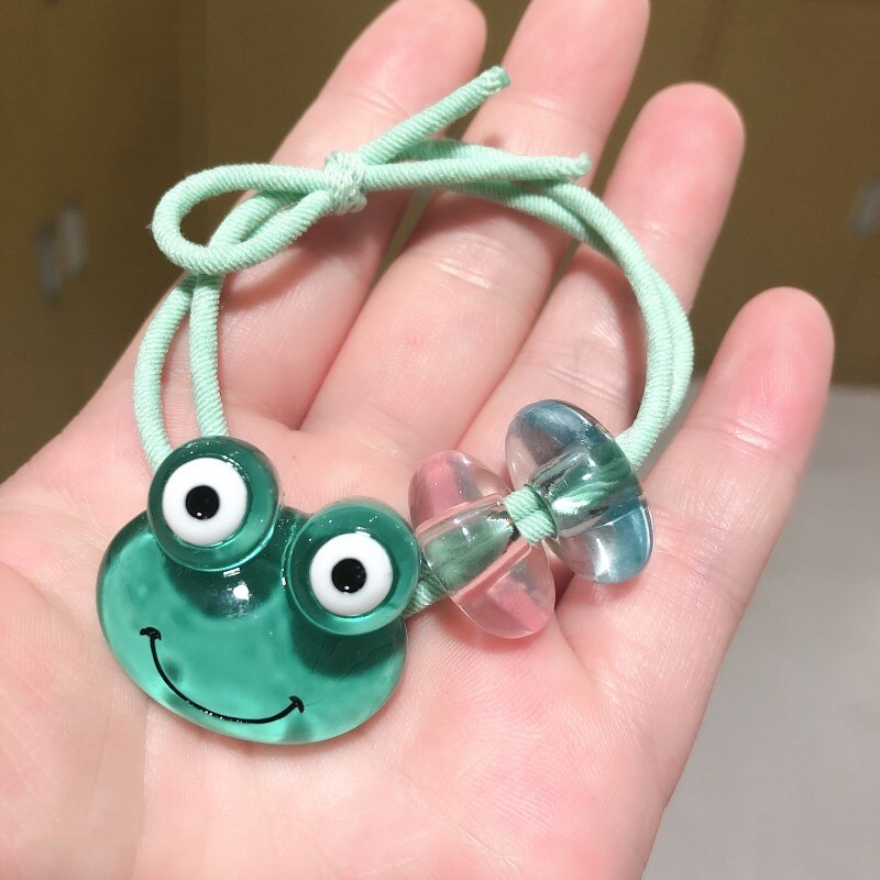 Koreaanse Stijl Meisje Fruit Haar Band Haar Touw Baby Leuke Haar Touw Netto Rode Stropdas Hoofd Haarband Mori Serie eenvoudige Hoofdtooi: F101 5 Frog