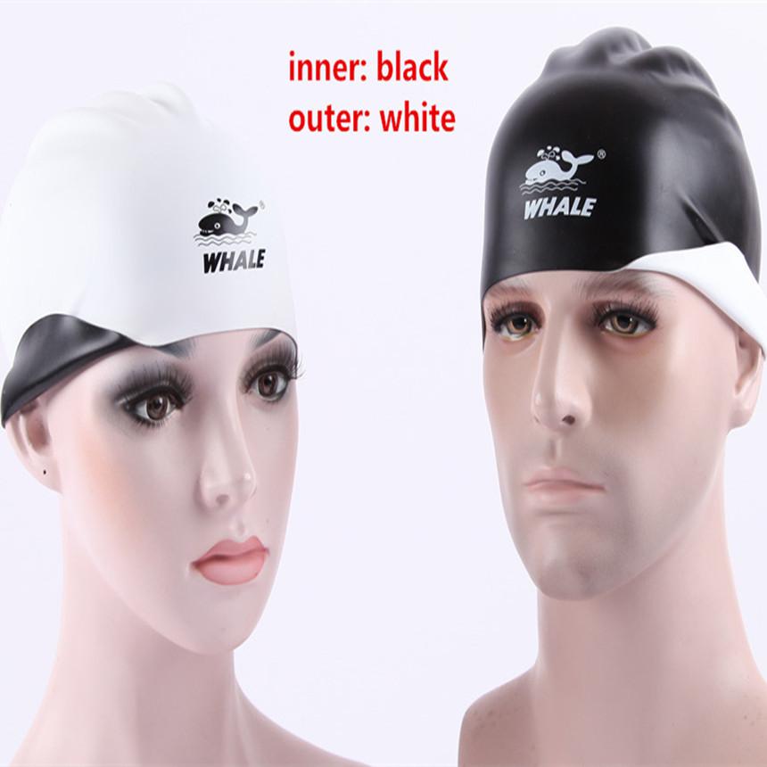 Whale Swimming Caps For Long Hair Silicone Double-sided Swim Caps Waterproof Unisex Adult 3d Women Men Ear Swimming Pool Caps: white Swimming Caps