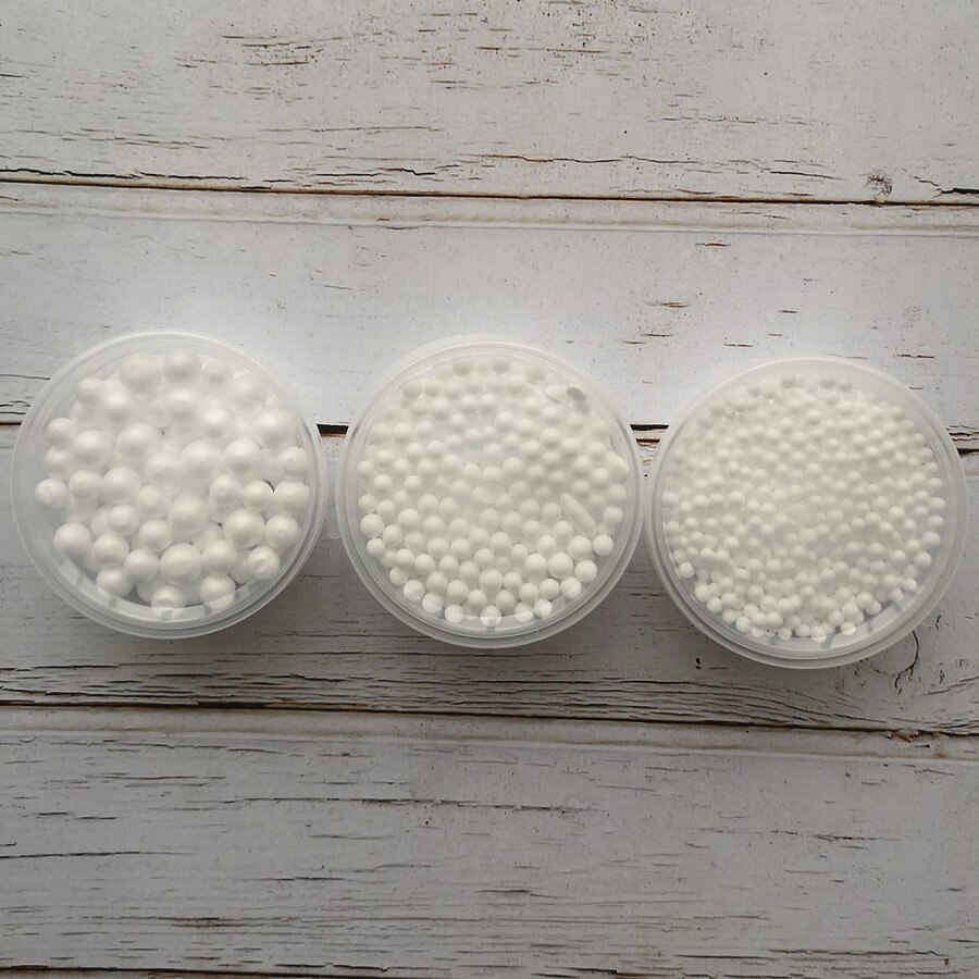 3Boxes Polystyrene Styrofoam Slime Box Foam Beads Snow Mud Particles Accessories Decorative Balls DIY Craft Supplies TOYS BEAD: White 3 sizes