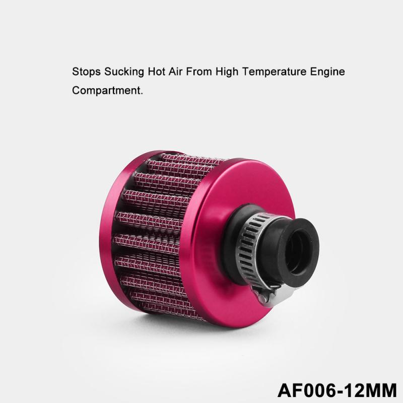 Universal Air Filter 12mm High Flow Car Cold Air Intake Filter Aluminum Induction Induction Hose Pipe Mushroom Head