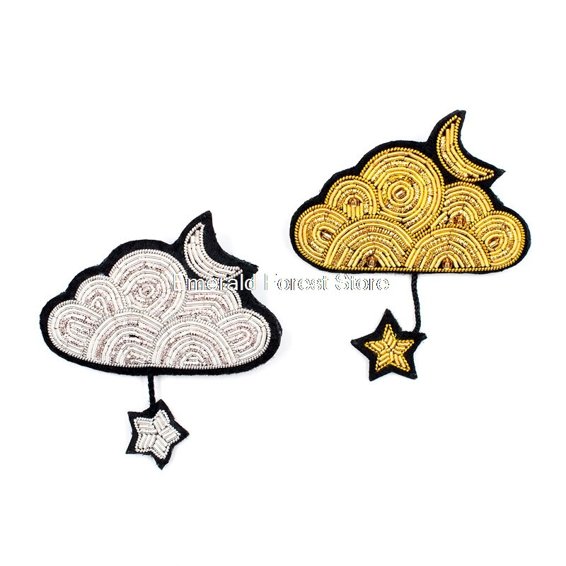 Franse Creatieve Sterren Maan Wolken Indische Zijde Hand Borduren Badge, Pins Voor Rugzakken