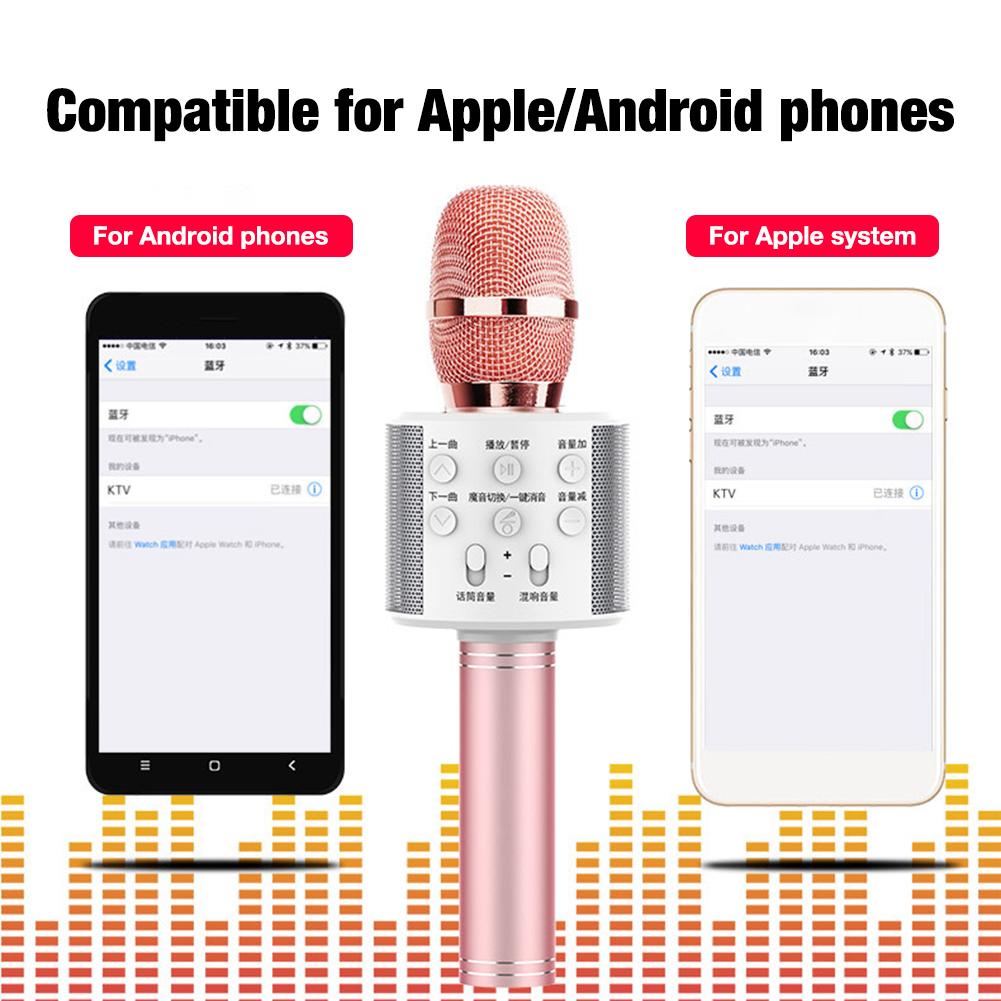 Original sans fil WS-858 sans fil karaoké Microphone 5 voix magiques Changer Bluetooth chant micro haut-parleur pour téléphone ordinateur