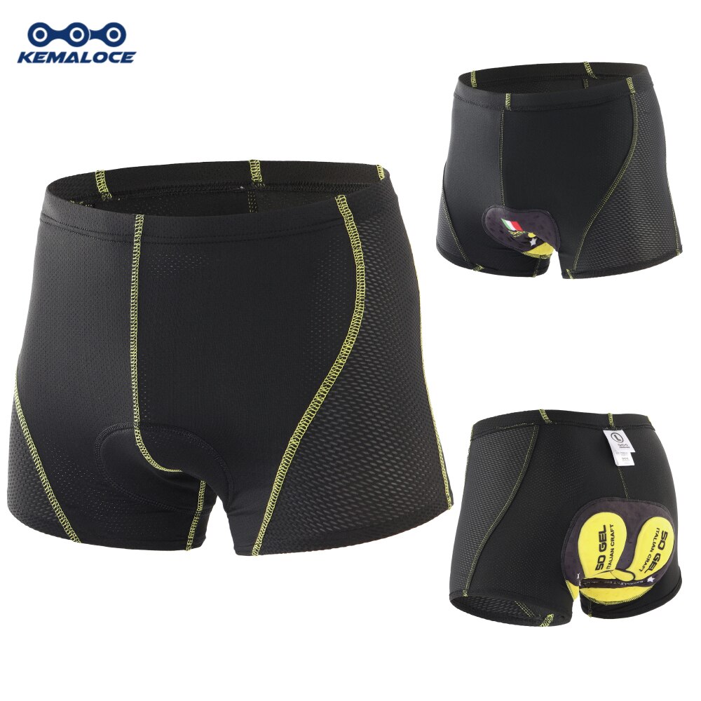 KEMALOCE 2021 5D Gel Pad pantaloncini da ciclismo intimo da ciclismo Pro mutande da ciclismo antiurto pantaloncini da bicicletta intimo da bici nero