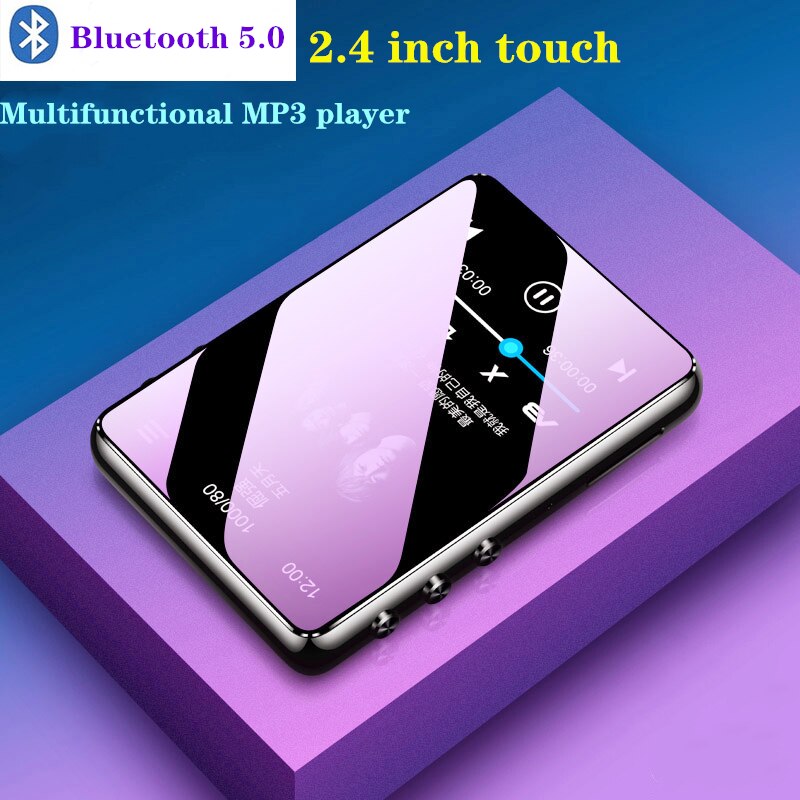 Bluetooth 5.0 Mp3 Player 2.4 Inches Full Touch Screen Built-in Speaker 8G 16G 32G With E-Book FM Radio Recorder Video Playback