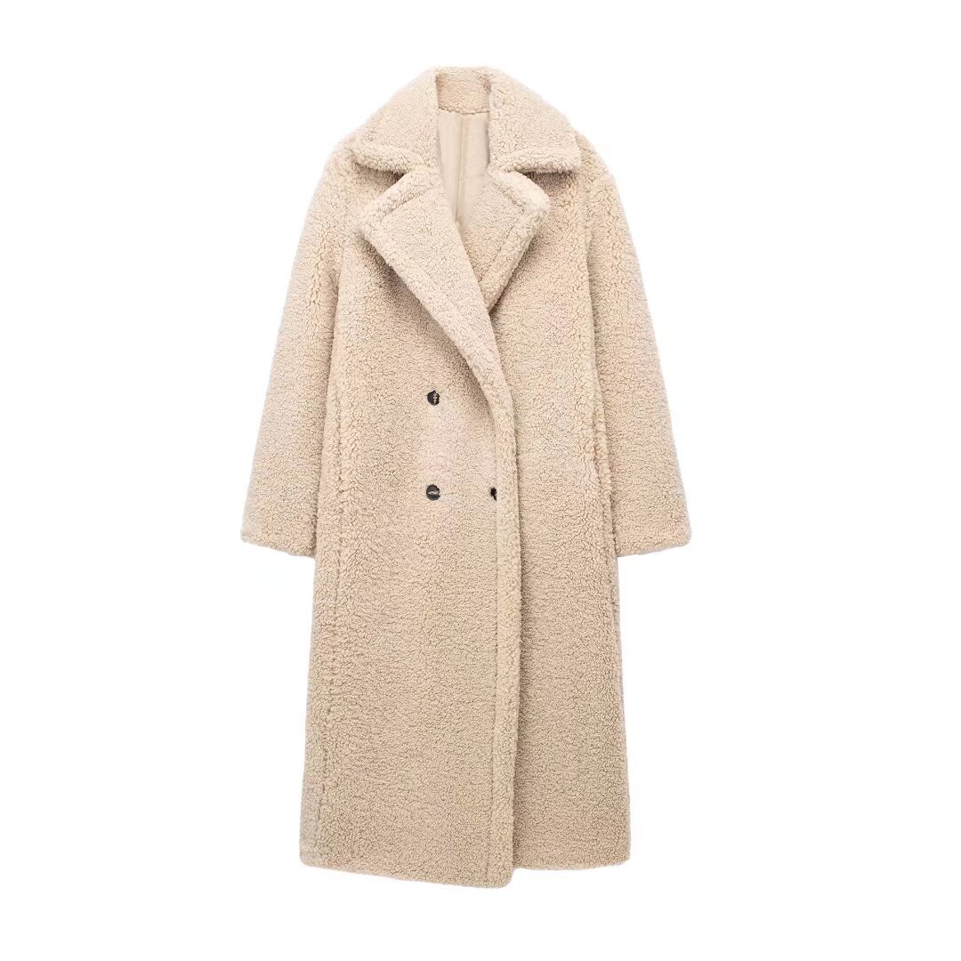 Abrigos abrigo largo mujer cuello vuelto cálido trabajo grueso cálido Y2k ropa de calle chaquetas elegantes abierto Stith Otoño Invierno 2025: M / Caqui