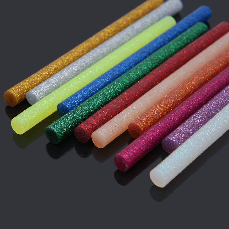 11 stk 7 x 100mm smeltelimstift mix farve glitter viskositet gør det selv håndværk legetøj reparationsværktøjer