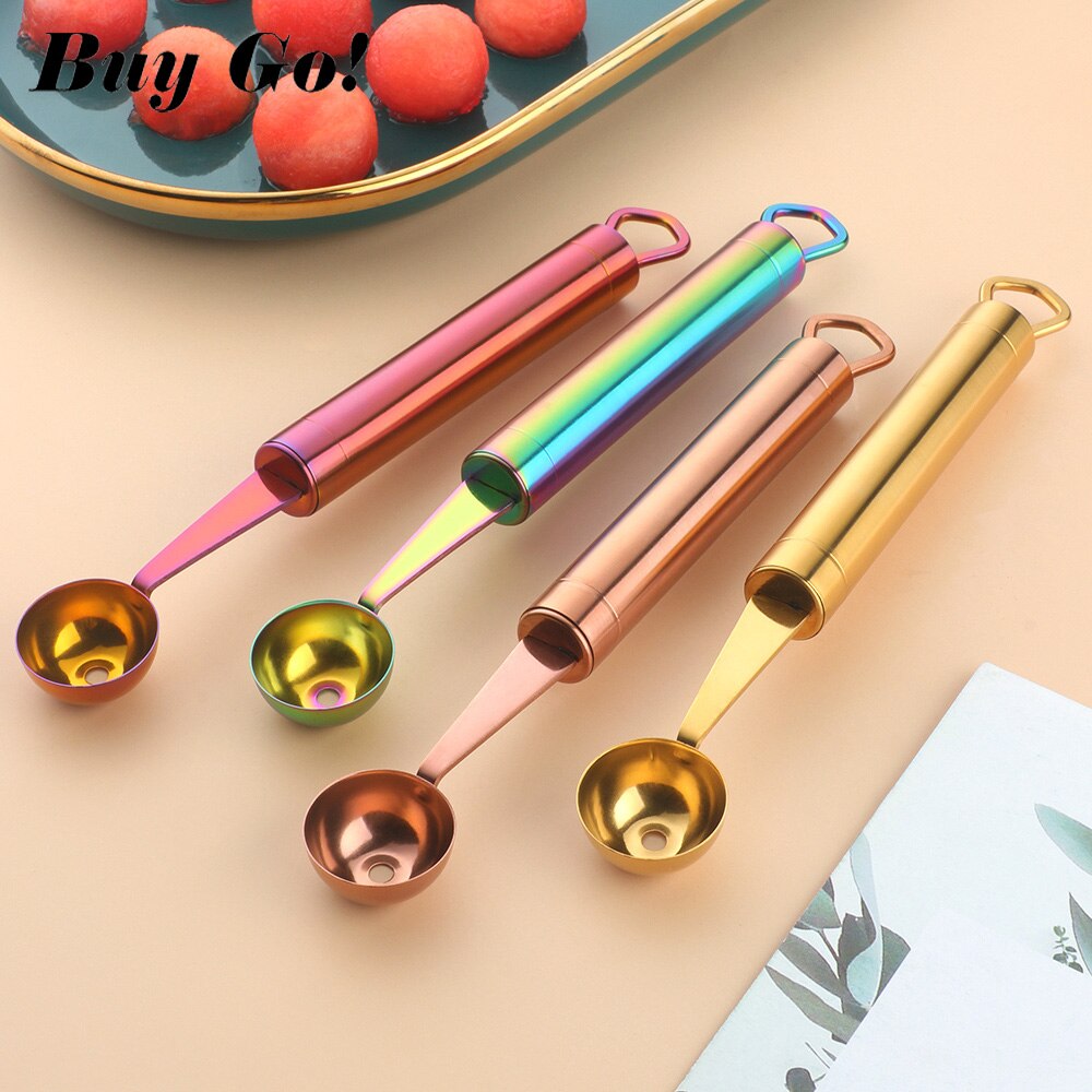 Multi-purpose Stainless Steel Watermelon Slicer Digger Fruit Spoon Ice Cream Sorbet Ballers Scoop Cooking Tool Kitchen Gadgets