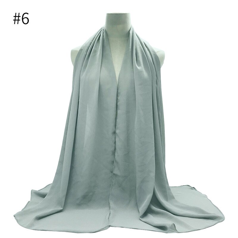 crêpe mousseline hijab écharpe magnifique solide foulards musulmans 10 pièces rides foulards de: 6