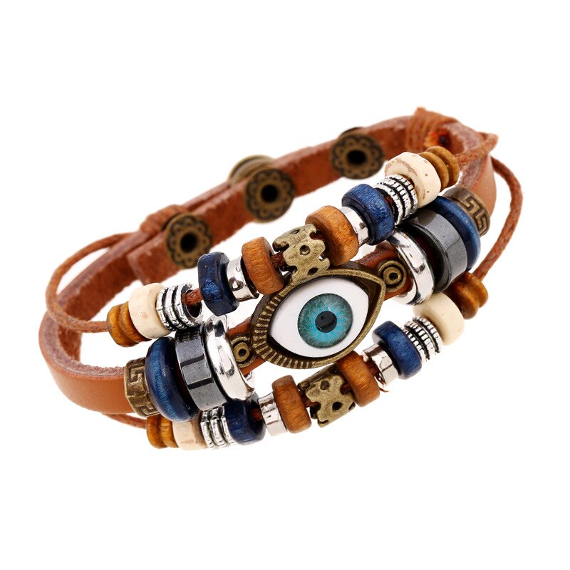 Neue Bohemien Magische Auge mehrschichtig Leder Armbinde Auge Fisch Perlen Armbinde männer retro Punk wickeln Armbinde Schmuck: 5