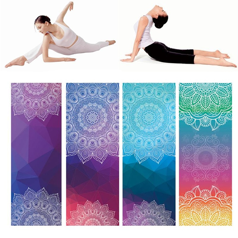 Skridsikker svedabsorberende udskrivning yogamåttehåndklæde udendørs gym pilates træning meditation tæppe blødt håndklæde