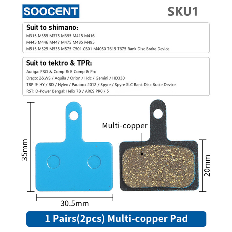 1 pares Semi-metal freno de disco de bicicleta de montaña MTB ciclismo pastillas de freno para bicicletas y accesorios moto-accesorios SHIMANO B01S SRAM M446 355: sku1